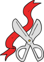 flat color illustration of a cartoon scissors cutting ribbon png