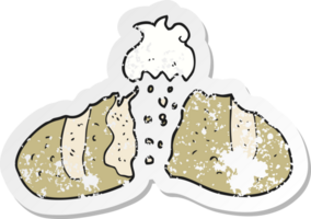 retro distressed sticker of a cartoon loaf of bread png