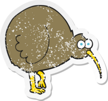 retro distressed sticker of a cartoon kiwi bird png