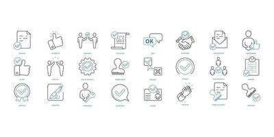 Approval icons set. Set of editable stroke icons.Vector set of Approval vector