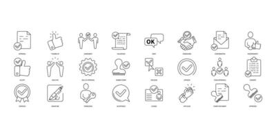 Approval icons set. Set of editable stroke icons.Vector set of Approval vector