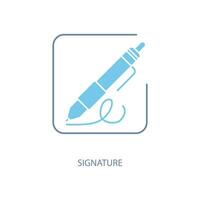 signature concept line icon. Simple element illustration. signature concept outline symbol design. vector