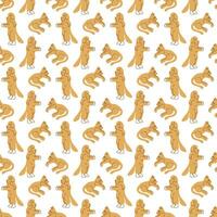 Cat, dog doodle. Seamless pattern with cute abstract cat and Newfoundland. Great for wrapping paper. vector