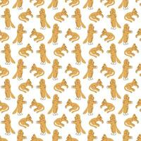 Cat, dog doodle. Seamless pattern with cute abstract cat and Newfoundland. Great for wrapping paper. vector