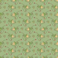 Seamless pattern with kite with circles and heart shapes. Cartoon doodle illustration. vector