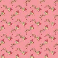 Seamless pattern with kite with bows shapes. Cartoon doodle illustration. vector