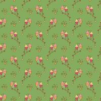 Seamless pattern with kite and heart shapes. Cartoon doodle illustration. vector