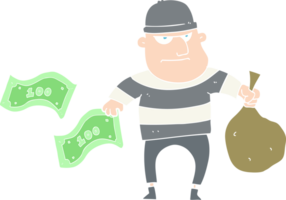 flat color illustration of a cartoon bank robber png