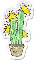 retro distressed sticker of a cartoon cactus png