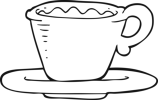 black and white cartoon coffee cup png