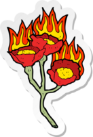 sticker of a cartoon burning flowers png