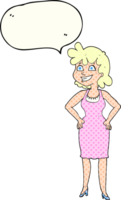 comic book speech bubble cartoon happy woman wearing dress png