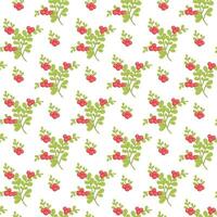 Floral seamless pattern. Red berries with leaves.  Vector illustration art. For design textiles, paper, wallpaper, background.