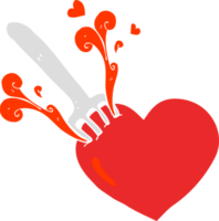 flat color illustration of a cartoon fork in heart png