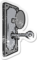 distressed sticker cartoon doodle of a door handle png