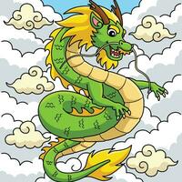 Year of the Dragon with Clouds Colored Cartoon vector