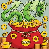 Year of the Dragon Money Colored Cartoon vector