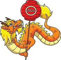 Year of the Dragon Lanterns Cartoon Clipart vector