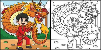 Year of the Dragon Dance Kids Illustration vector