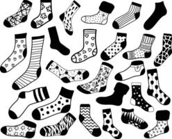 socks silhouettes set isolated vector on white background