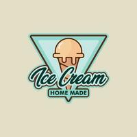 hielo crema logo vector emblema ilustración modelo icono gráfico diseño. comida congelado helado firmar o símbolo para tienda negocio con Insignia dibujos animados estilo concepto