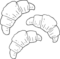 black and white cartoon croissants png