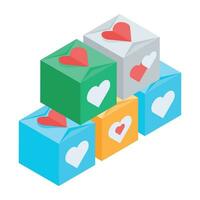 Valentine Presents Isometric Icon vector