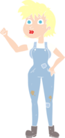 plano color ilustración de un dibujos animados confidente granjero mujer png