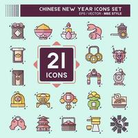 Icon Set Chinese New Year. related to Holiday symbol. MBE style. simple design editable. simple illustration vector