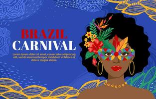 Beautiful portrait of woman in brazil carnival outfit design for carnival concept vector