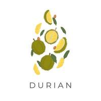 Durian Fruta levitación vector ilustración logo