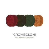 logo ilustración de cromboloni cuerno bomboloni o nuevo York rodar en varios colores vector