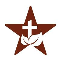 church tree star shape concept vector logo design. Cross tree logo design.