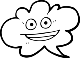 black and white cartoon cloud speech bubble with face png