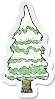 retro distressed sticker of a cartoon christmas tree png