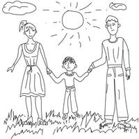 Happy family walking on a sunny day vector