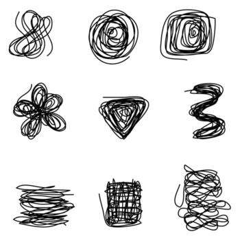 A set of abstract doodles drawn by hand with a pencil on a white background vector