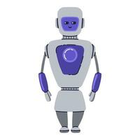 Cute Robot character. Chatbot, AI bot mascot, digital cyborg. Futuristic technology service. Communication artificial intelligence. Vector illustration in cartoon doodle style