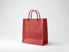 AI generated Blank empty red paper shopping bag mockup isolated photo