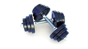 Isolated Dumbbell Concept. Fitness Equipment for Gym Workout, Strength Training, Bodybuilding, and Powerlifting photo