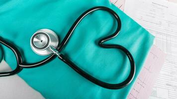 Isolated Stethoscope on White Background, Medical Equipment Concept photo