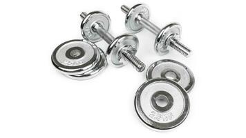 Isolated Dumbbell Concept. Fitness Equipment for Gym Workout, Strength Training, Bodybuilding, and Powerlifting photo