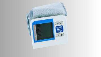 Isolated Blood Pressure Meter on White Background, Healthcare Monitoring Equipment photo