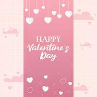 Happy Valentine's day social media post card template design vector