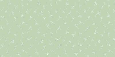 Minimalistic seamless floral pattern in Scandinavian style. Spring hand drawn lines flowers. Endless doodle design of white fennel pastel background. Simple summer wallpaper nature botanical element. vector