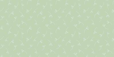 Minimalistic seamless floral pattern in Scandinavian style. Spring hand drawn lines flowers. Endless doodle design of white fennel pastel background. Simple summer wallpaper nature botanical element. vector