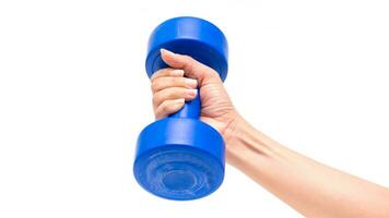 Isolated Dumbbell Concept. Fitness Equipment for Gym Workout, Strength Training, Bodybuilding, and Powerlifting photo