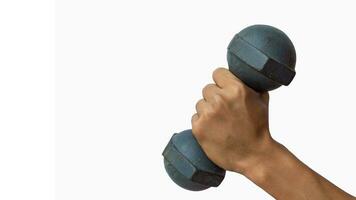 Isolated Dumbbell Concept. Fitness Equipment for Gym Workout, Strength Training, Bodybuilding, and Powerlifting photo