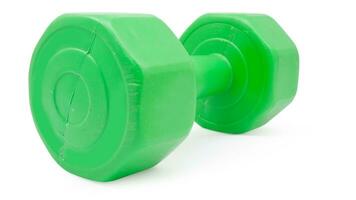 Isolated Dumbbell Concept. Fitness Equipment for Gym Workout, Strength Training, Bodybuilding, and Powerlifting photo