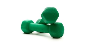 Isolated Dumbbell Concept. Fitness Equipment for Gym Workout, Strength Training, Bodybuilding, and Powerlifting photo